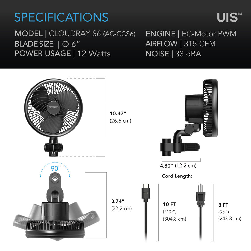 6" Cloudray S6 Clip Fan